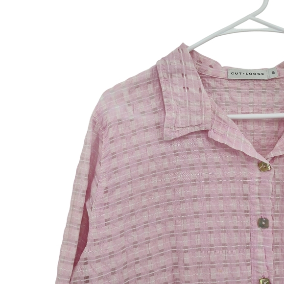 Cut Loose Women's Textured Button Front Boxy Fit Shirt - M - Picture 2 of 6